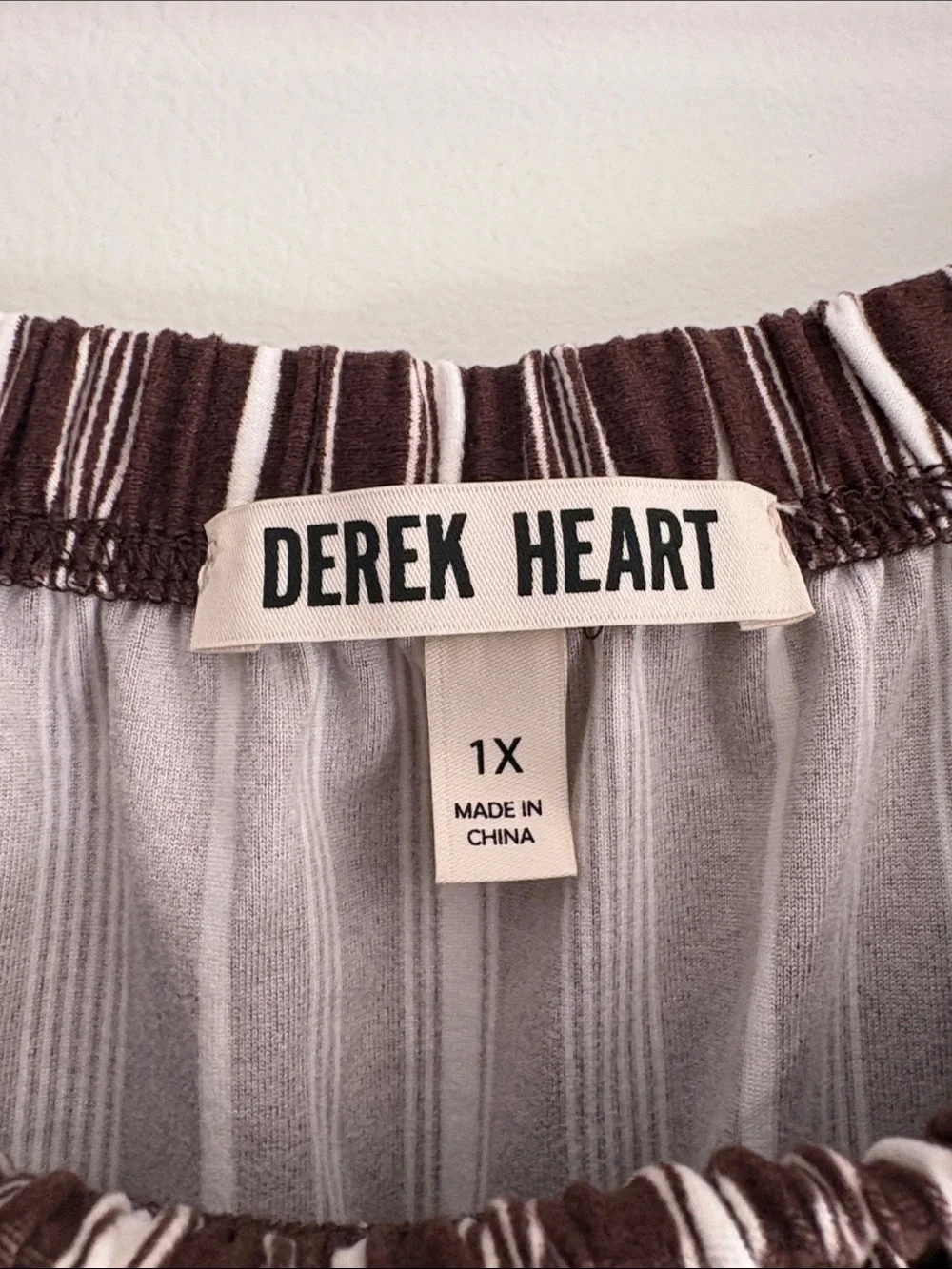 Derek Heart Brown and Cream Striped Short-Sleeve Romper